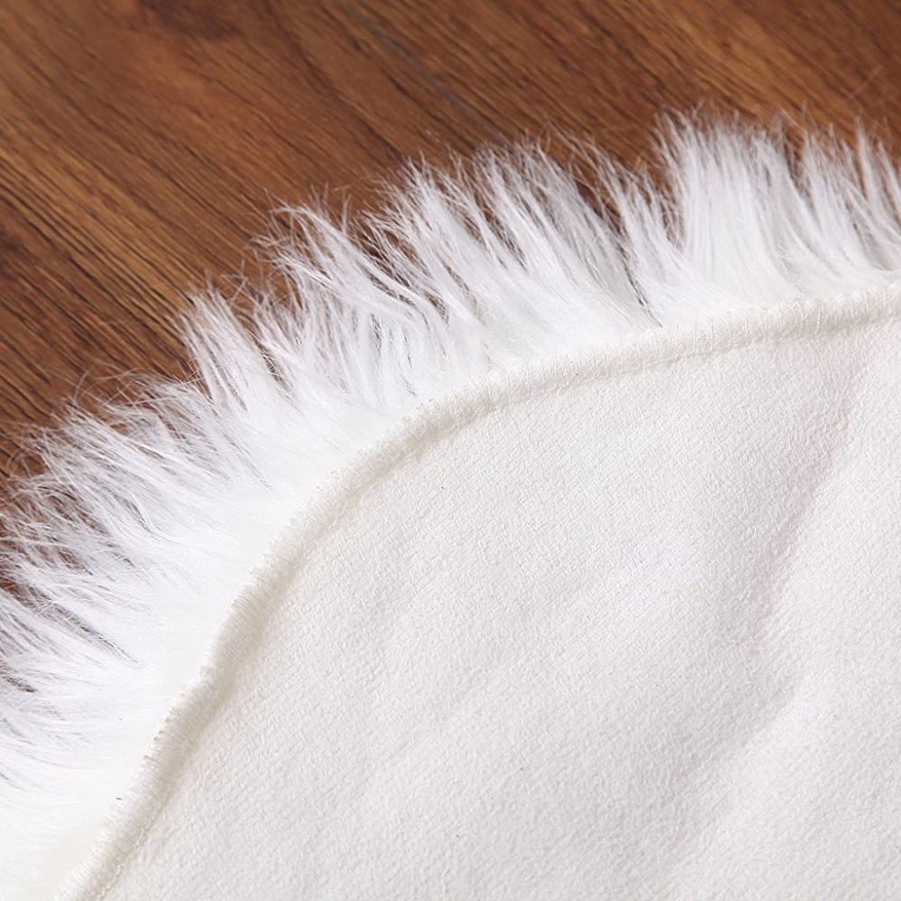 Set of 2, Ivory Faux Sheepskin Area Rug, 2' x 3' - Picture 2 of 5